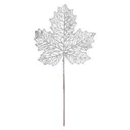 VFM e-Store Christmas Glitter Maple Leaf Spray Decoration 45cm x 22cm Silver X 1 - Size: 45 cm x 22 cm - thumbnail 1