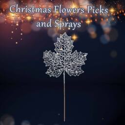 VFM e-Store Christmas Glitter Maple Leaf Spray Decoration 45cm x 22cm Silver X 1 - Size: 45 cm x 22 cm - thumbnail 3
