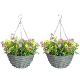Wyld Haus Viravi Set of 2 Hanging Artificial Cosmos Flower Displays Multicolour in Purple - thumbnail 2