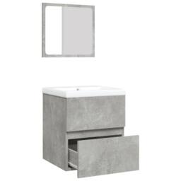 Berkfield Home Bathroom Sink Cabinet with Basin & Mirror Concrete Grey - thumbnail 6