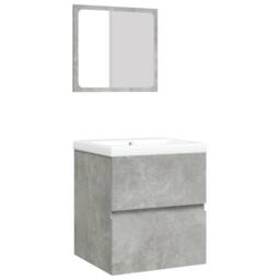 Berkfield Home Bathroom Sink Cabinet with Basin & Mirror Concrete Grey - thumbnail 1
