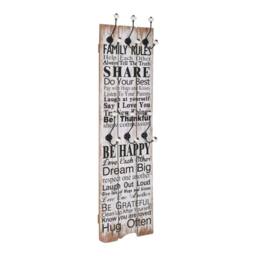 Berkfield Home Wall-mounted Coat Rack with 6 Hooks 120x40 cm FAMILY RULES - thumbnail 2