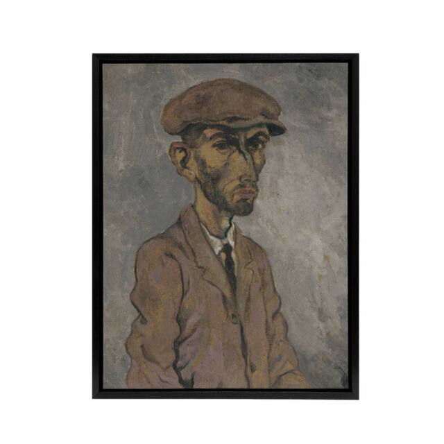 "Artery8 Artists Self Portrait Arnold Weisz Kubincan Black Framed Canvas Art in Grey - Size: W12"" x H16""" - image 1