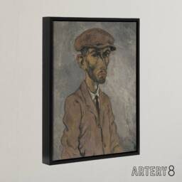 "Artery8 Artists Self Portrait Arnold Weisz Kubincan Black Framed Canvas Art in Grey - Size: W12"" x H16""" - thumbnail 2