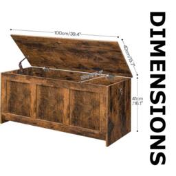 FURNOS Large Industrial Wooden Storage Box Chest Trunk Rustic Brown - thumbnail 7