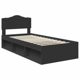 Berkfield Home Bed Frame with Headboard Black 90 x 190 cm Solid Pine Wood - thumbnail 4