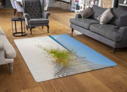Benjamin Tate Design Dune Fence By Sea Grass With Sailboat On Horizon Designer Rug in Natural - Size: Large - thumbnail 2