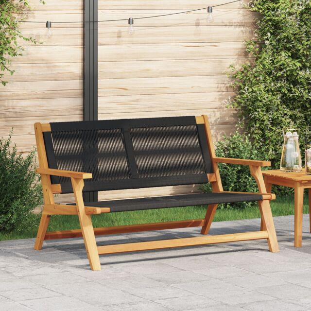 Berkfield Home Garden Bench Black 76x122x73 cm Solid Wood Acacia - Size: 76 x 122 x 73 cm - image 1