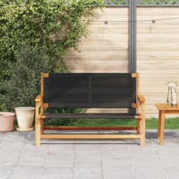 Berkfield Home Garden Bench Black 76x122x73 cm Solid Wood Acacia - Size: 76 x 122 x 73 cm - thumbnail 3