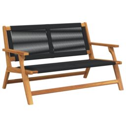 Berkfield Home Garden Bench Black 76x122x73 cm Solid Wood Acacia - Size: 76 x 122 x 73 cm - thumbnail 2