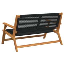 Berkfield Home Garden Bench Black 76x122x73 cm Solid Wood Acacia - Size: 76 x 122 x 73 cm - thumbnail 4