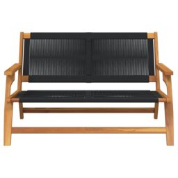 Berkfield Home Garden Bench Black 76x122x73 cm Solid Wood Acacia - Size: 76 x 122 x 73 cm - thumbnail 5