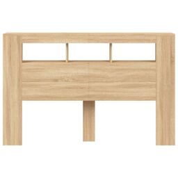 Berkfield Home LED Headboard Sonoma Oak 160x18.5x103.5 cm Engineered Wood in Brown - thumbnail 6