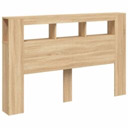 Berkfield Home LED Headboard Sonoma Oak 160x18.5x103.5 cm Engineered Wood in Brown - thumbnail 5
