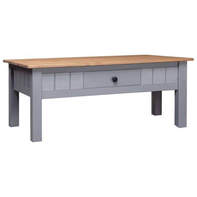 Berkfield Home Coffee Table Grey 100x60x45 cm Solid Pine Wood Panama Range - Size: 100 x 60 x 45 cm - image 1