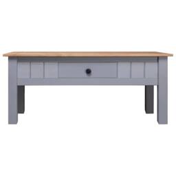 Berkfield Home Coffee Table Grey 100x60x45 cm Solid Pine Wood Panama Range - Size: 100 x 60 x 45 cm - thumbnail 2