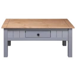 Berkfield Home Coffee Table Grey 100x60x45 cm Solid Pine Wood Panama Range - Size: 100 x 60 x 45 cm - thumbnail 5