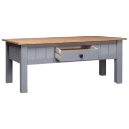 Berkfield Home Coffee Table Grey 100x60x45 cm Solid Pine Wood Panama Range - Size: 100 x 60 x 45 cm - thumbnail 3