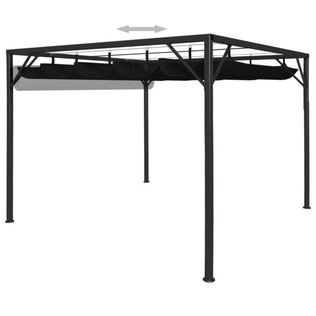 Berkfield Home Garden Gazebo with Retractable Roof Canopy 3x3 m Anthracite in Black - image 1