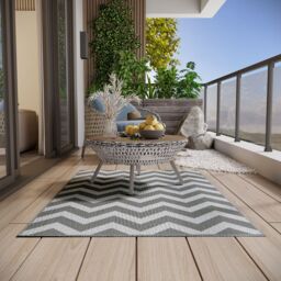 OUTSUNNY Outdoor Rug, 1.2 x 1.8m Patio Floor Mat, Grey & White in Light Grey - Size: 120 cm x 180 cm - thumbnail 1