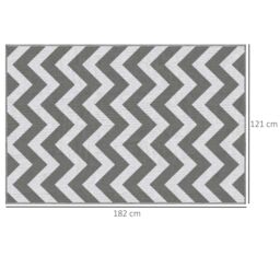 OUTSUNNY Outdoor Rug, 1.2 x 1.8m Patio Floor Mat, Grey & White in Light Grey - Size: 120 cm x 180 cm - thumbnail 3