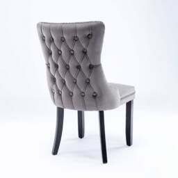 Modern Home Touch Sierra Lux Set of 4 Velvet Dining Chairs with Tufted Wing Backs in Grey - Size: 4 Pack - thumbnail 6