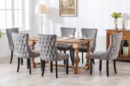 Modern Home Touch Sierra Lux Set of 4 Velvet Dining Chairs with Tufted Wing Backs in Grey - Size: 4 Pack - thumbnail 4