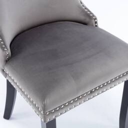 Modern Home Touch Sierra Lux Set of 4 Velvet Dining Chairs with Tufted Wing Backs in Grey - Size: 4 Pack - thumbnail 8