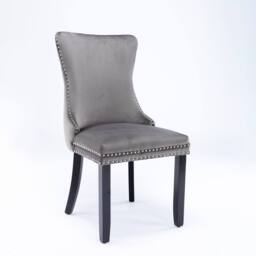 Modern Home Touch Sierra Lux Set of 4 Velvet Dining Chairs with Tufted Wing Backs in Grey - Size: 4 Pack - thumbnail 5