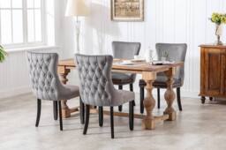 Modern Home Touch Sierra Lux Set of 4 Velvet Dining Chairs with Tufted Wing Backs in Grey - Size: 4 Pack - thumbnail 2