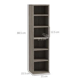 HOMCOM Set of 2 CD Media Display Shelf Unit Tower Rack Adjustable in Grey - thumbnail 3