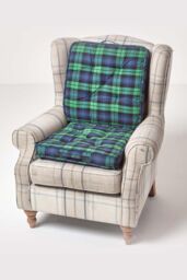 Homescapes Blackwatch Tartan Cotton Travel Support Booster Cushion in Green - Size: 50 cm x 50 cm - thumbnail 6