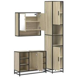 Berkfield Home Durable 3 Piece Bathroom Furniture Set Sonoma Oak Engineered Wood in Light Tan - thumbnail 8