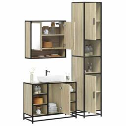 Berkfield Home Durable 3 Piece Bathroom Furniture Set Sonoma Oak Engineered Wood in Light Tan - thumbnail 2