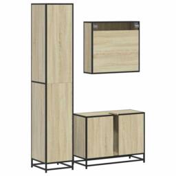 Berkfield Home Durable 3 Piece Bathroom Furniture Set Sonoma Oak Engineered Wood in Light Tan - thumbnail 7