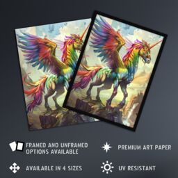 Artery8 Rainbow Warrior Unicorn Fantasy Concept Art Framed Art Print - Size: A4 - thumbnail 2