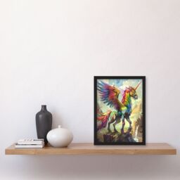 Artery8 Rainbow Warrior Unicorn Fantasy Concept Art Framed Art Print - Size: A4 - thumbnail 4