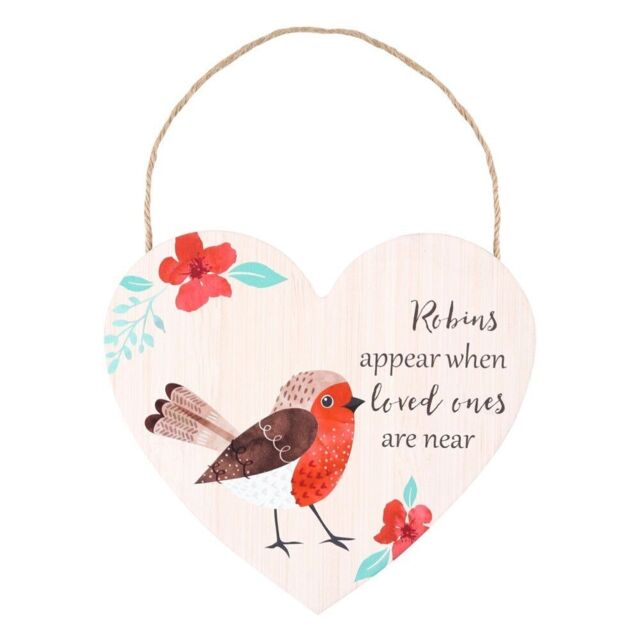 Something Different Loved Ones Robin Heart Plaque in Cream