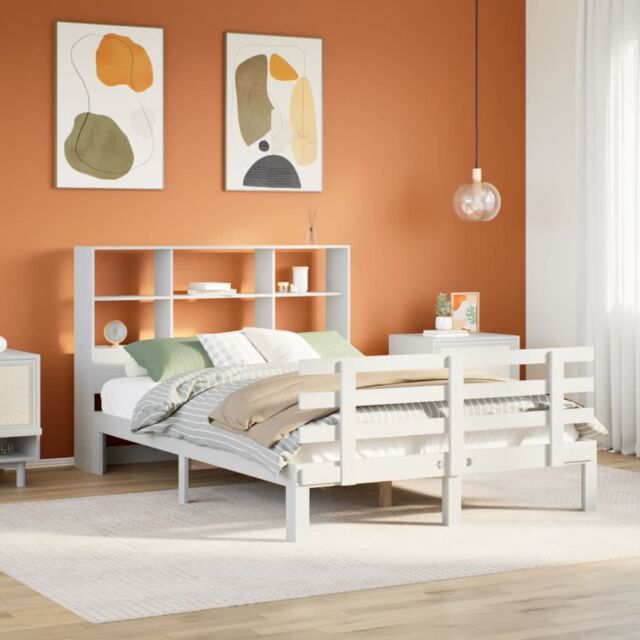 Berkfield Home Bookcase Bed without Mattress White 160x200cm Solid Wood Pine - Size: 160x200 cm - image 1