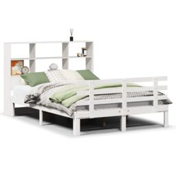 Berkfield Home Bookcase Bed without Mattress White 160x200cm Solid Wood Pine - Size: 160x200 cm - thumbnail 2