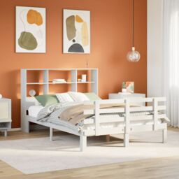 Berkfield Home Bookcase Bed without Mattress White 160x200cm Solid Wood Pine - Size: 160x200 cm - thumbnail 1
