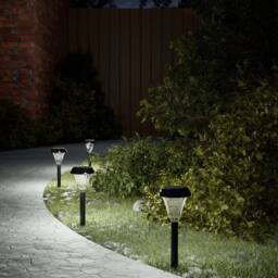Berkfield Home Solar Pathway Lights with Ground Spikes 12 pcs White in Black - thumbnail 2