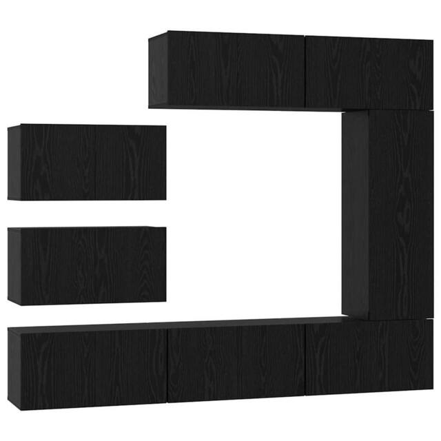 Berkfield Home TV Cabinet Set with Shelf Wall-mounted Other with Storage with Do in Black - image 1