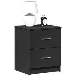 Berkfield Home Bedside Cabinet with 2 Drawers Black 40x36x50 cm in Brown - Size: 40 x 36 x 50 cm - thumbnail 1