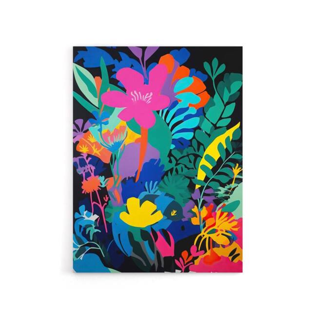 "Artery8 Vibrant Abstract Flowers Floral Canvas Wall Art Print - Size: W24"" x H32""" - image 1