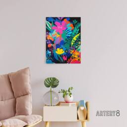 "Artery8 Vibrant Abstract Flowers Floral Canvas Wall Art Print - Size: W24"" x H32""" - thumbnail 3