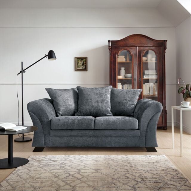 Abakus Direct Farrow Crushed Chenille 2 SeaterSofa in Dark Grey - image 1