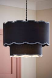 ValueLights Sloane 35cm Two-Tier Scallop Edge Easy Fit Ceiling Lamp Shade & Bulb in Dark Blue - thumbnail 2