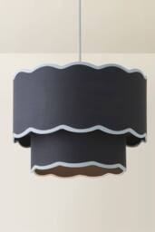 ValueLights Sloane 35cm Two-Tier Scallop Edge Easy Fit Ceiling Lamp Shade & Bulb in Dark Blue - thumbnail 3
