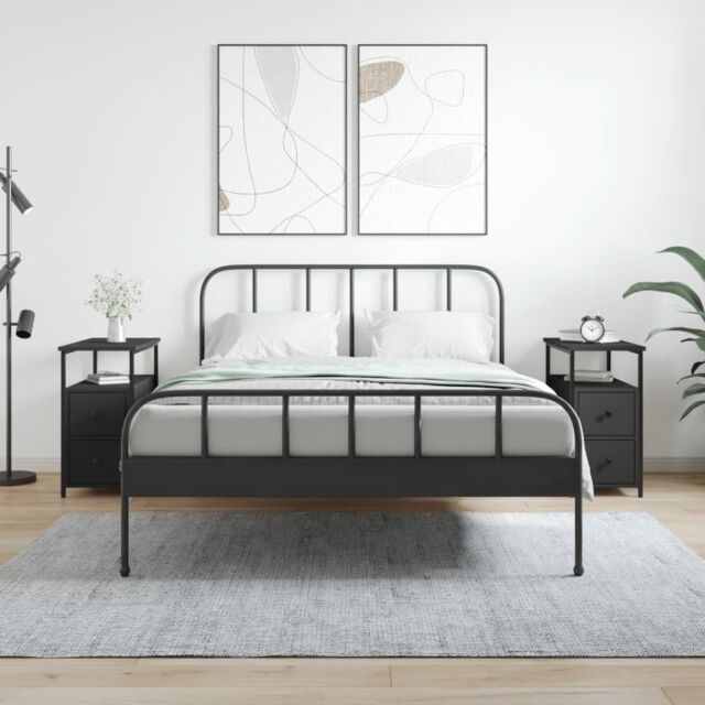 Berkfield Home Bedside Cabinets 2 pcs Black 30x60x60 cm Engineered Wood - Size: 30 x 60 x 60 cm - image 1